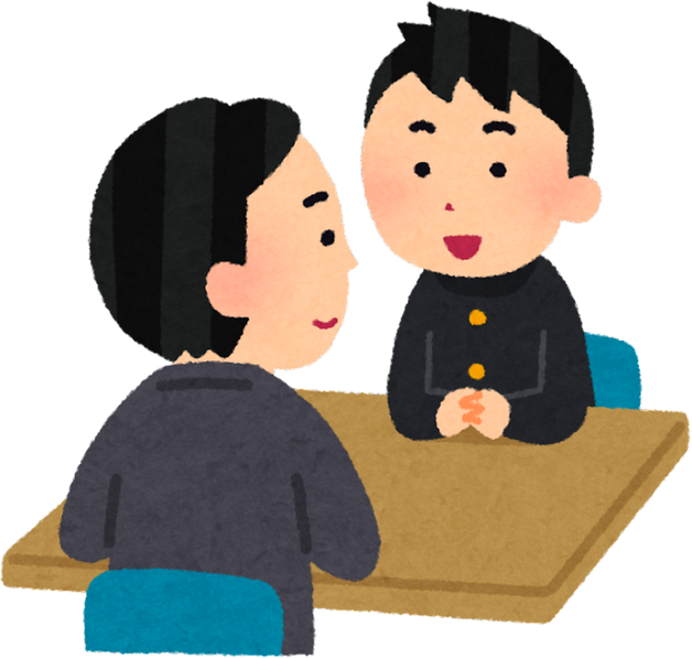 Illustration of a Smiling Student Pair in Uniform Having a Discussion